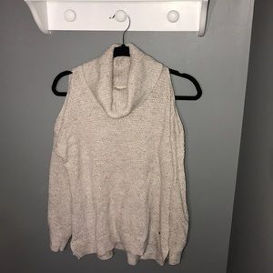 Open shoulder turtleneck sweater